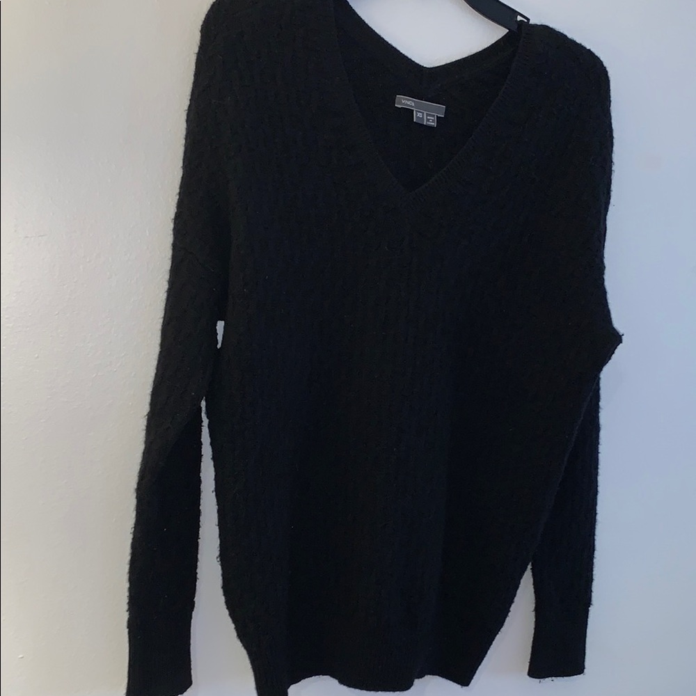 Vince Classic Black V-Neck Sweater - used condition